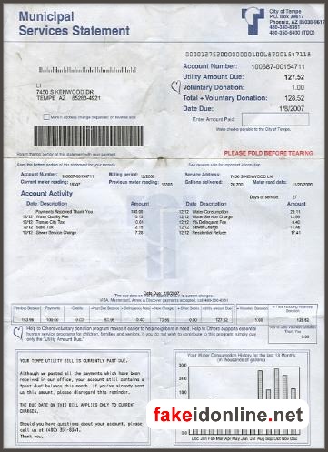 Arizona Utility Bill PSD Template - Arizona Proof of Address